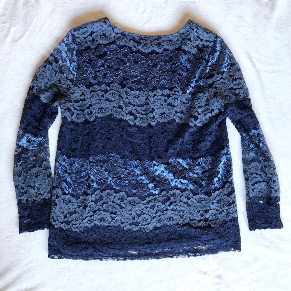 Project long sleeve blue shirt with flower lace Large